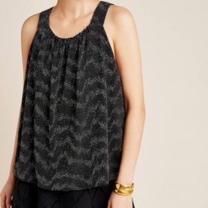 NWT Anthropologie Carly Black Shimmer Top Size XS